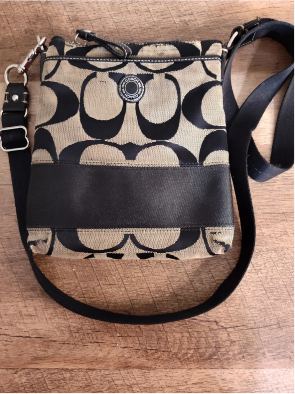 Women's Coach Crossbody Bag One Size Black and Beige
